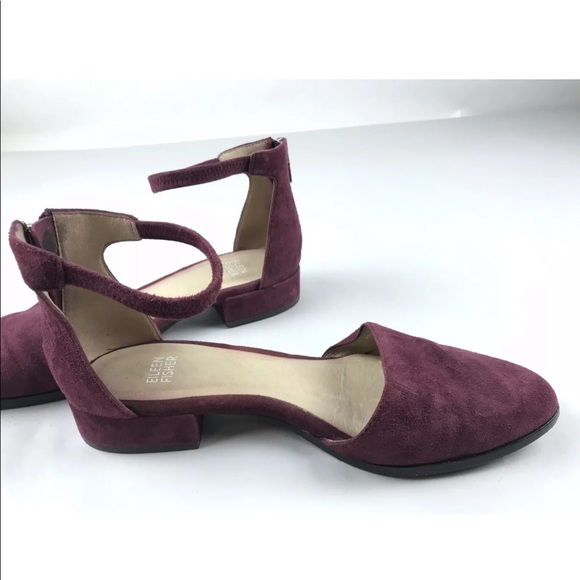 Eileen Fisher Suede Point Toe Heels SZ 7 Strap - Picture 5 of 8